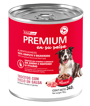 Premium Lata Perro Adulto En Su Salsa Trocitos De Pollo 340 Gr