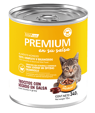 Premium Lata Kitten En Su Salsa Trocitos De Higado 340 Gr