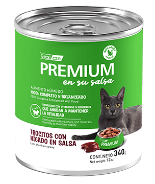 Premium Lata Gato Adulto En Su Salsa Trocitos De Higado 340 Gr