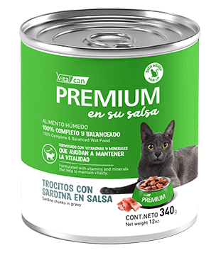 Premium Lata Gato Adulto En Su Salsa Trocitos De Sardina 340 Gr