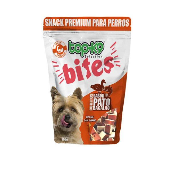 Topk9 Snack Bites Cubitos Sabor Pato Bacalao 100 Gr