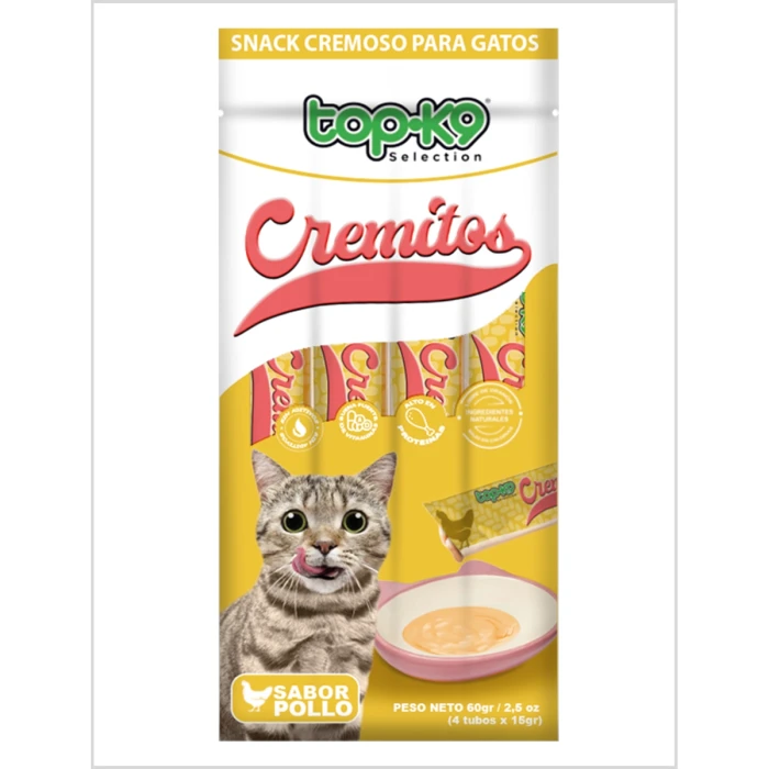 Topk9 Snack Cremitos Pollo Para Gatos 4 x 15 Gr