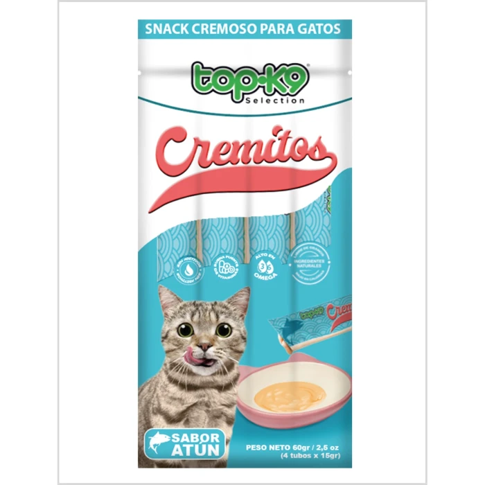 Topk9 Snack Cremitos Atun Para Gatos 4 x 15 Gr
