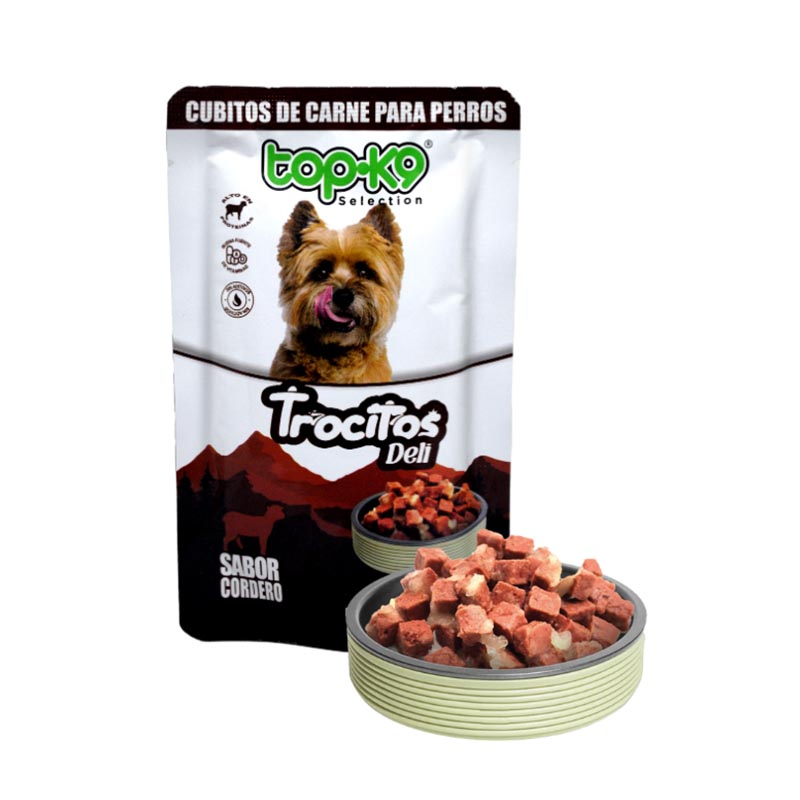 Topk9 Snack Trocitos Deli Cordero Para Perro 85 Gr