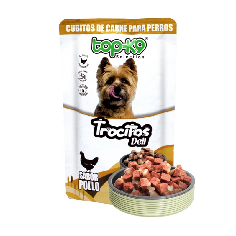 Topk9 Snack Trocitos Deli Pollo Para Perro 85 Gr