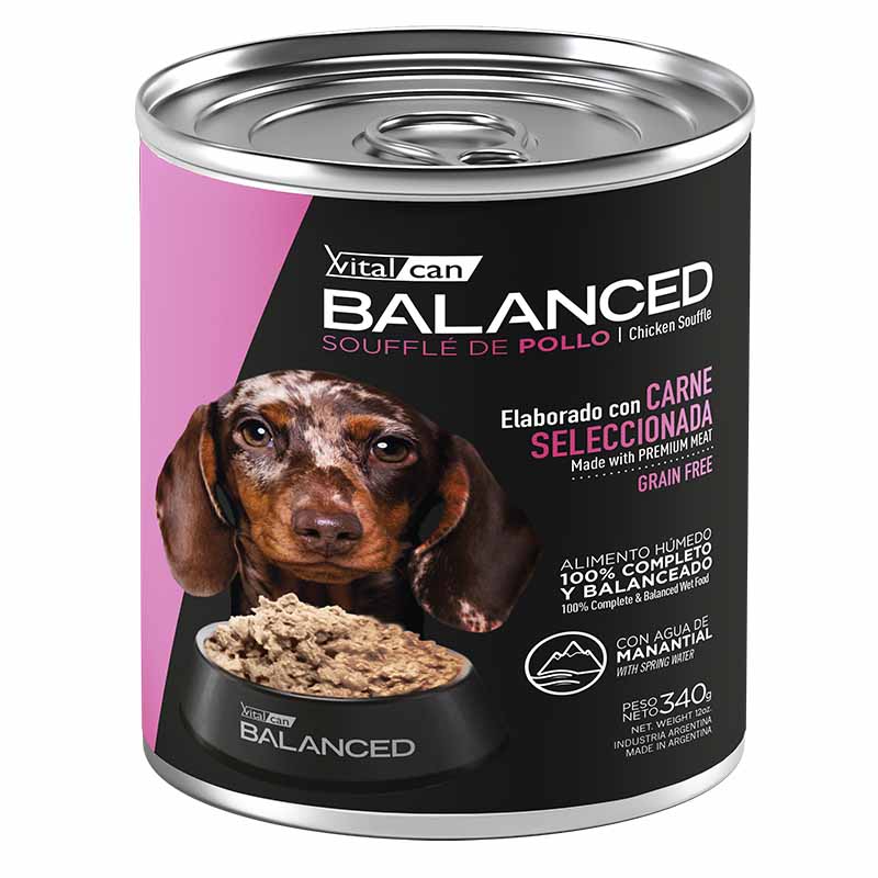 Balanced Souffle Lata Perro Cachorro Carne 340 Gr