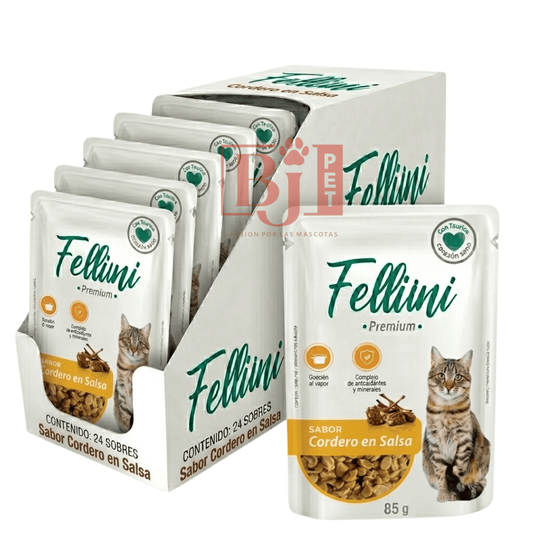 Pack 24 Pouch Fellini Gato Cordero En Salsa 85 Gr