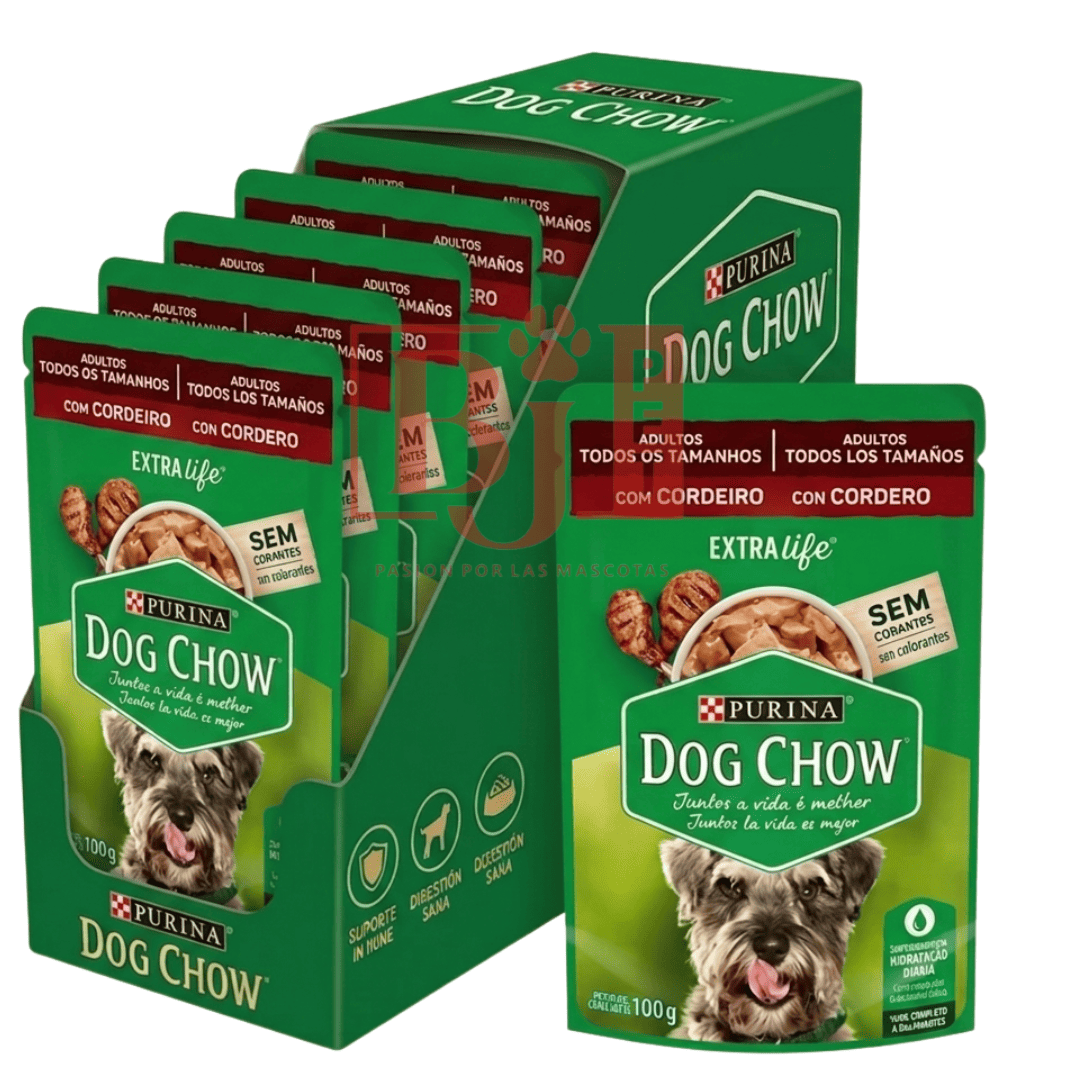 Pack 20 Pouch Dog Chow  Adulto Cordero 100 Gr