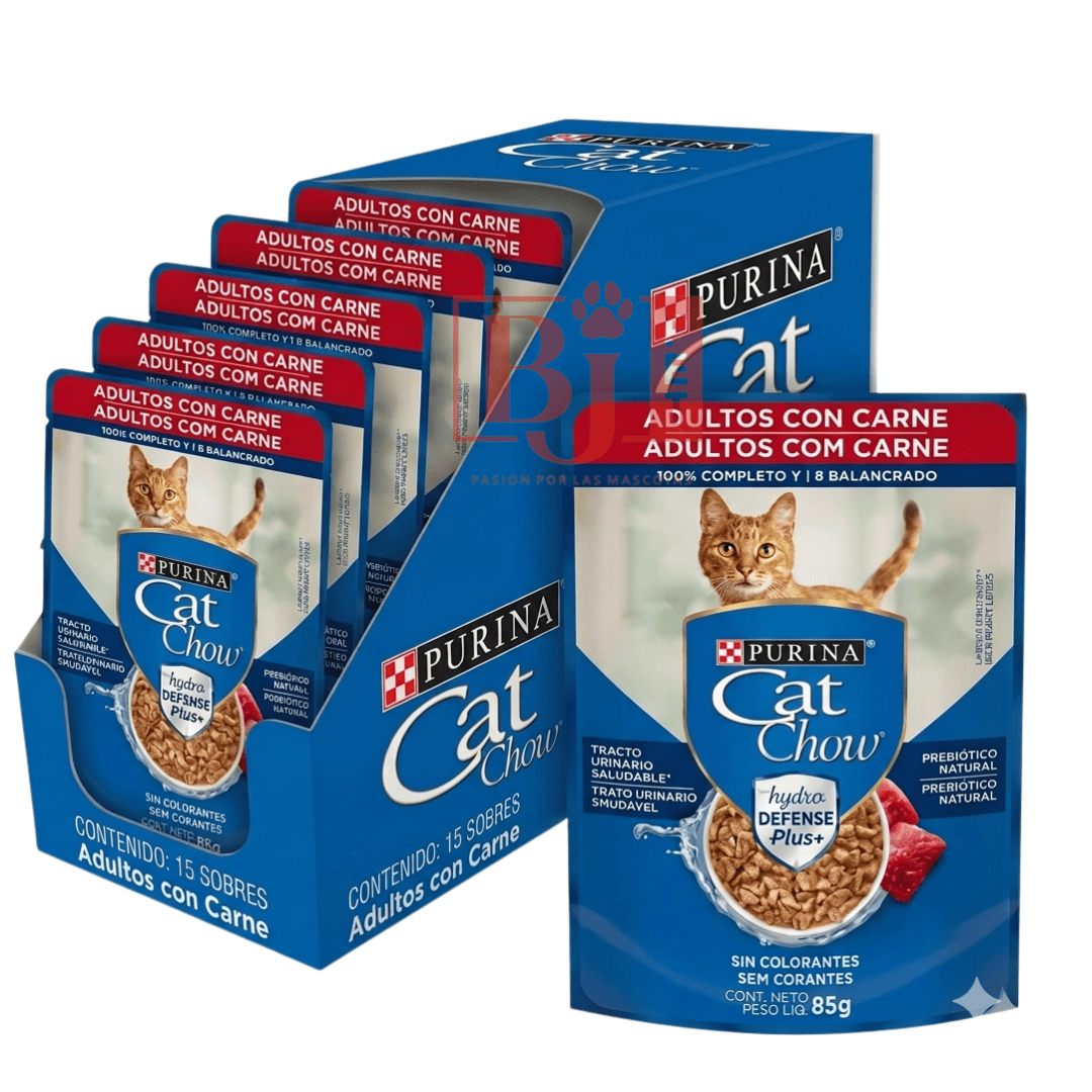 Pack 15 Pouch Cat Chow Adultos Carne 85 Gr.