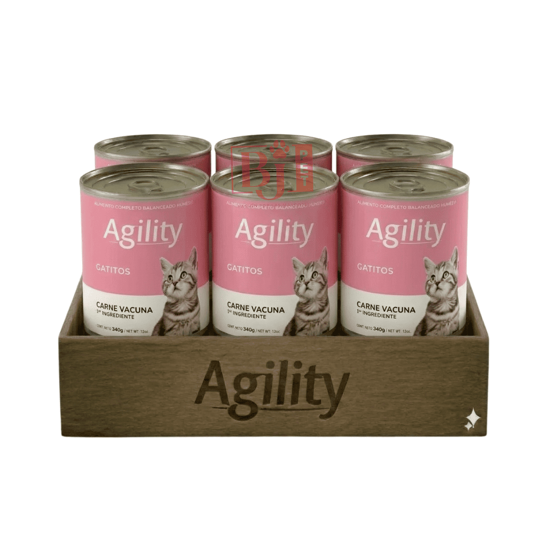 Pack 6 Latas Agility Gatito Vacuno 340 Gr