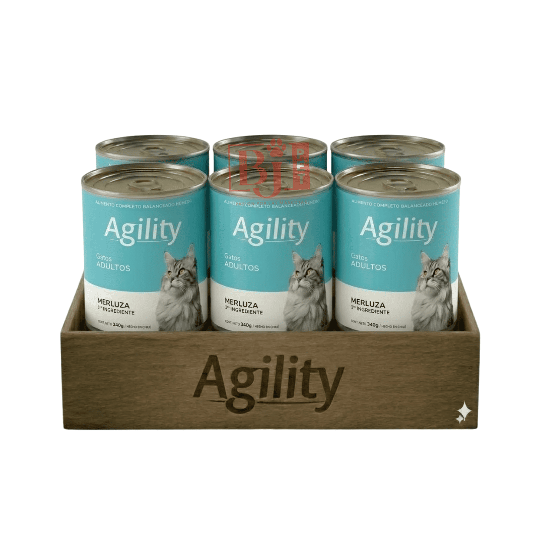 Pack 6 Latas Agility Gato Adulto Merluza 340 Gr