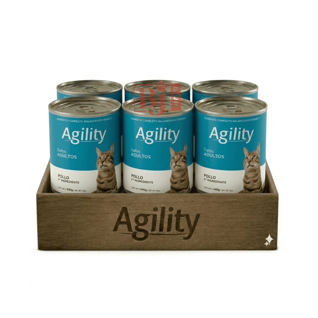 Pack 6 Latas Agility Gato Adulto Pollo 340 Gr
