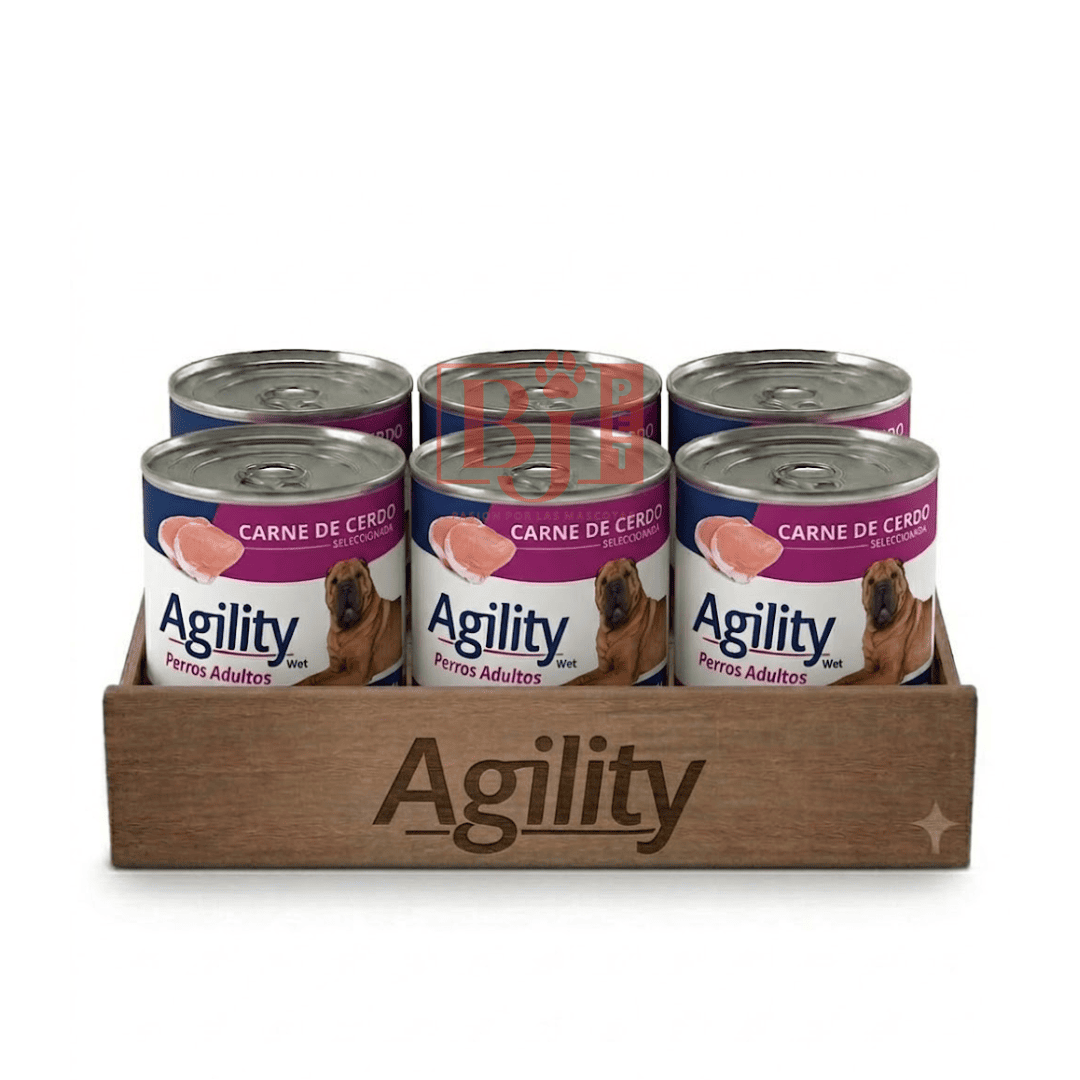 Pack 6 Latas Agility Perro Adulto Cerdo 340 Gr