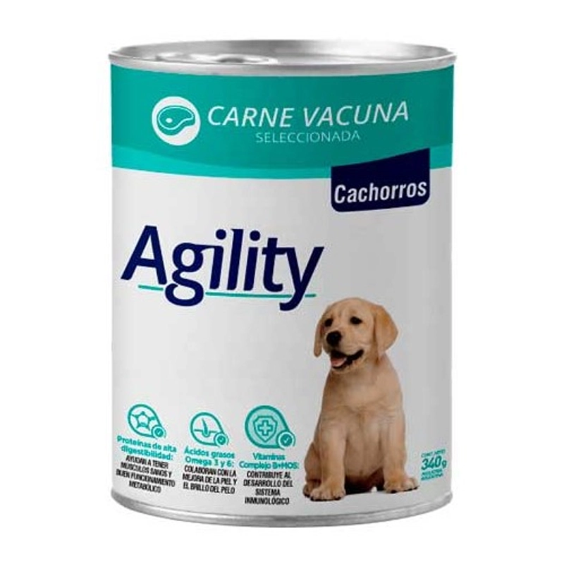 Agility Lata Perro Cachorro Vacuno 340 Gr