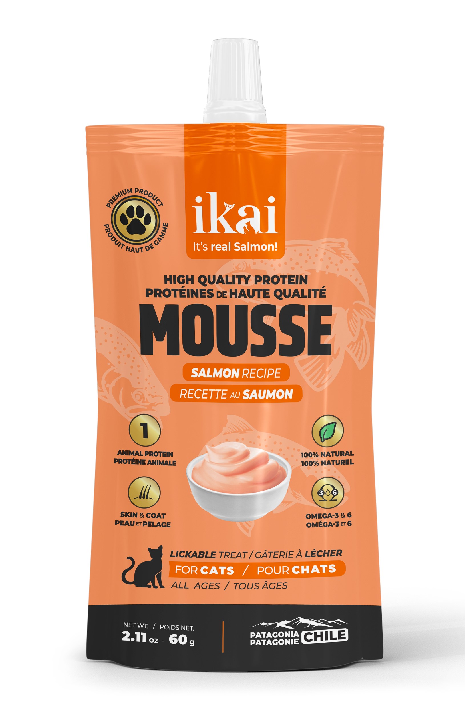 Ikai Mousse De Salmón Para Gatos 60 Gr