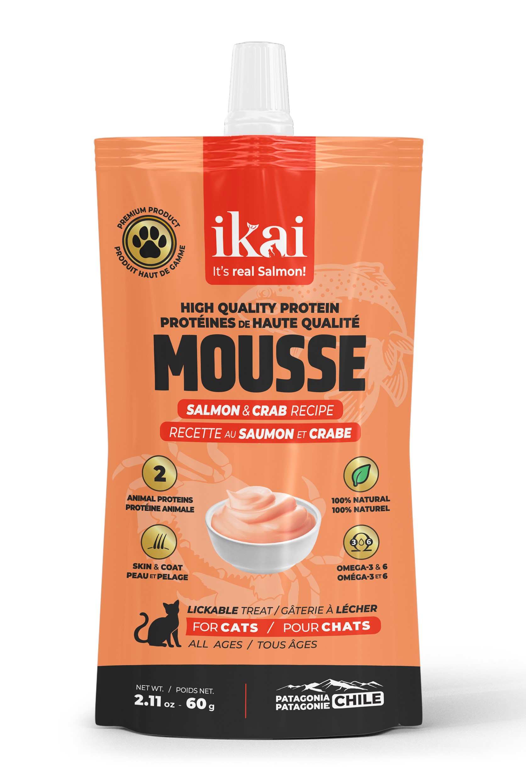 Ikai Mousse De Salmón & Cangrejo para Gato 60 Gr