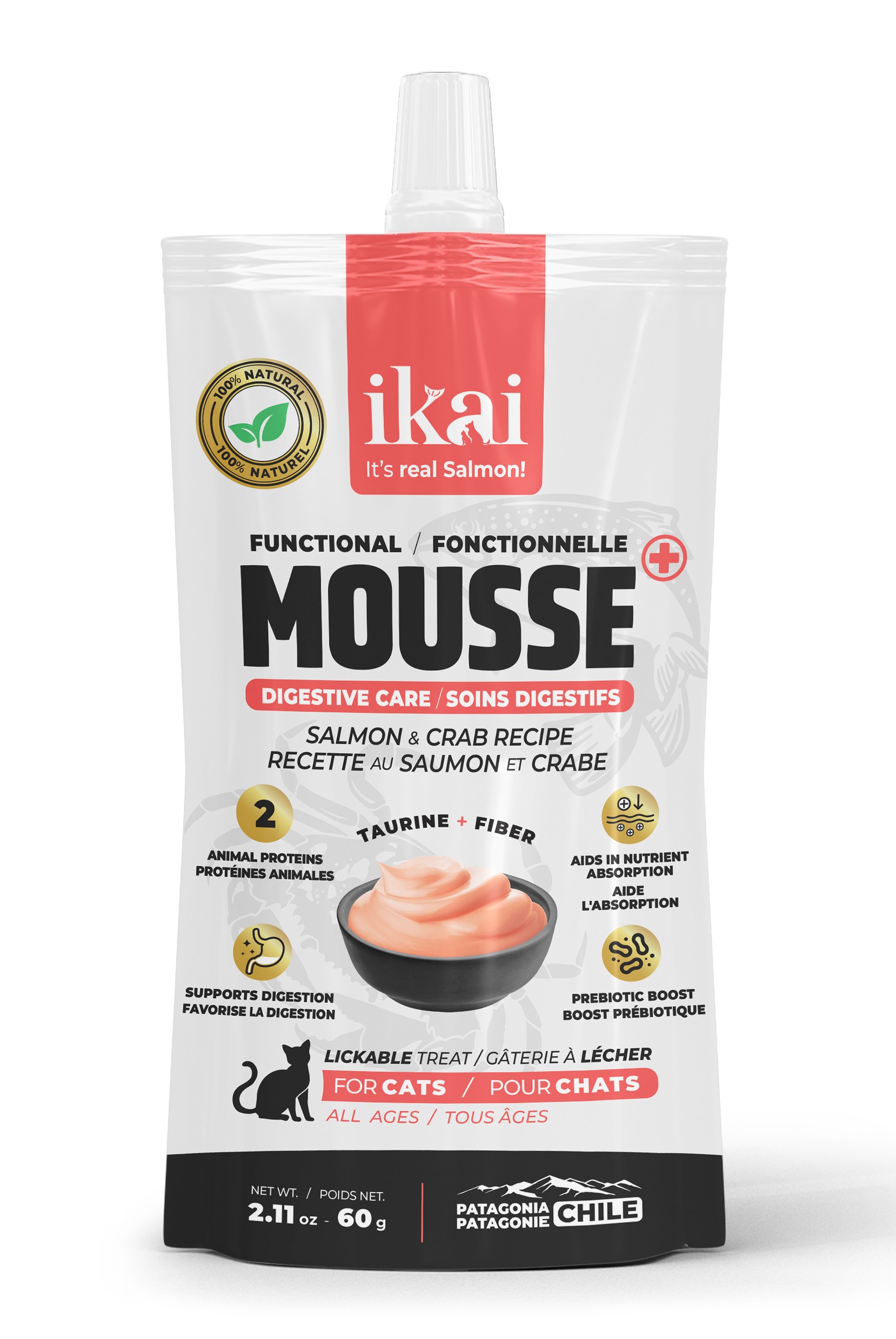 Ikai Mousse De Cangrejo Cuidado Digestivo Para Gato 60 Gr