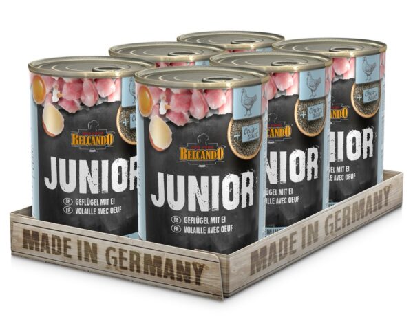 Pack 6 Latas Belcando Junior Ave Y Huevo 800 Gr