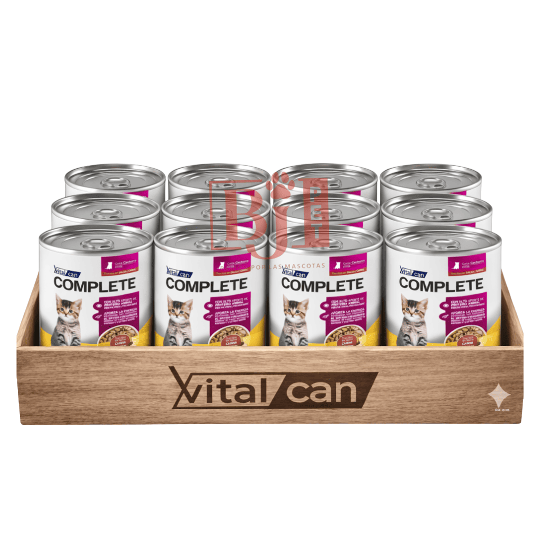 Pack 12 Latas Complete Trocitos En Salsa Carne Kitten 340 Gr