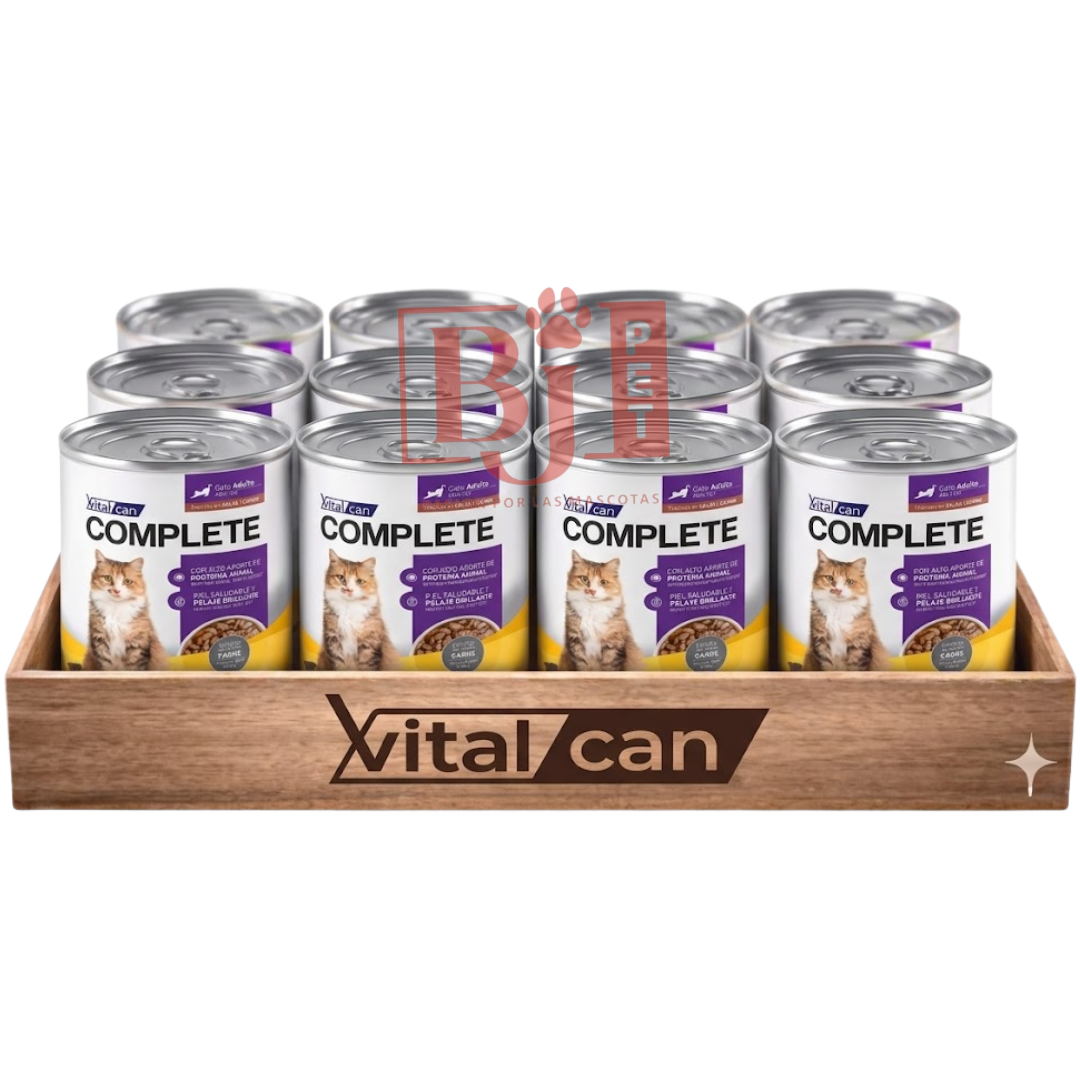 Pack 12 Latas Complete Trocitos En Salsa Carne Gato Adulto 340 Gr