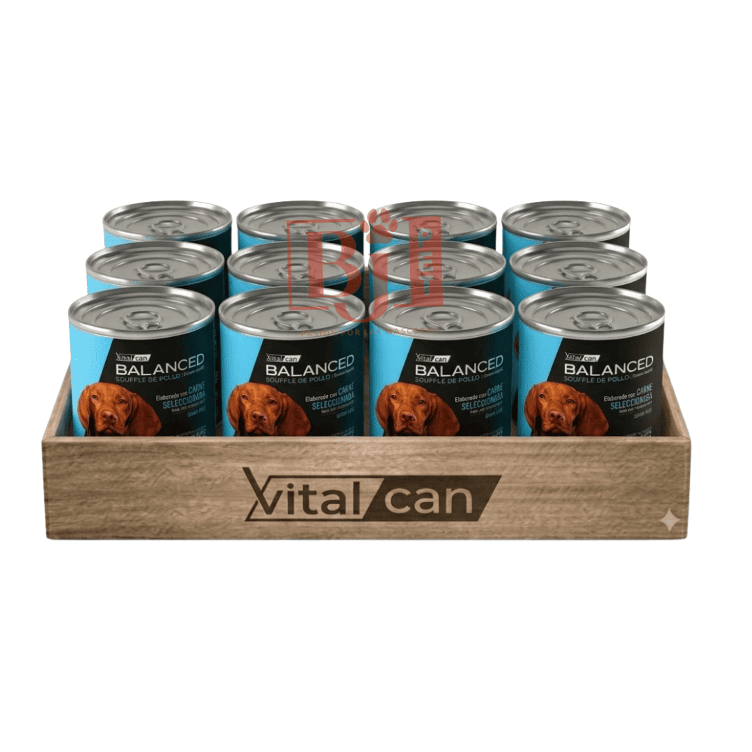 Pack 12 Latas Balanced Souffle Perro Adulto Pollo 340 Gr