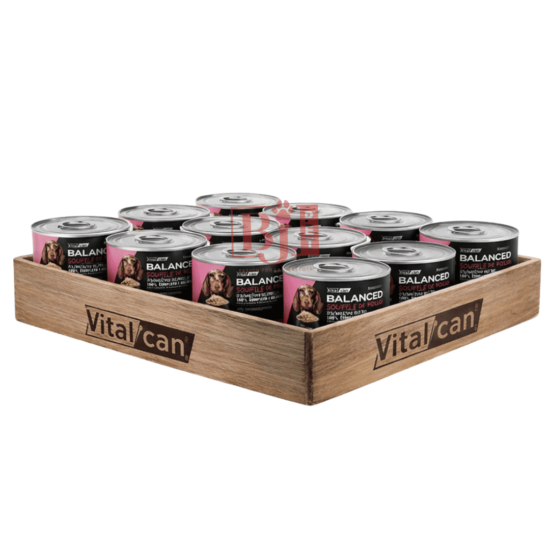 Pack 12 Latas Balanced Souffle Perro Cachorro Pollo 85 Gr