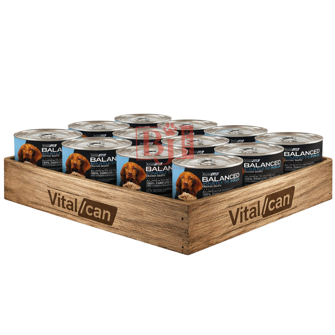 Pack 12 Latas Balanced Souffle Perro Adulto Pollo 85 Gr