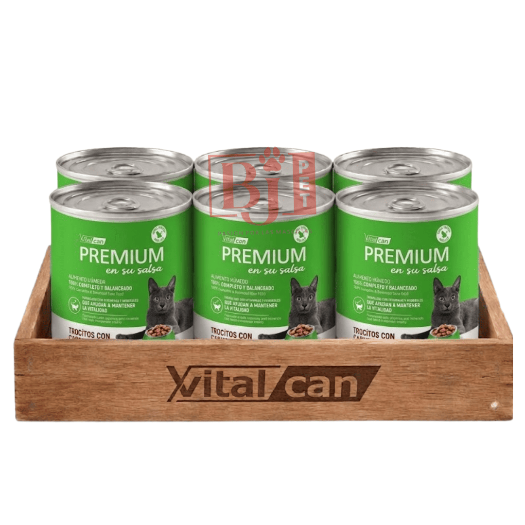 Pack 6 Latas Premium Gato Adulto En Su Salsa Trocitos De Sardina 340 Gr