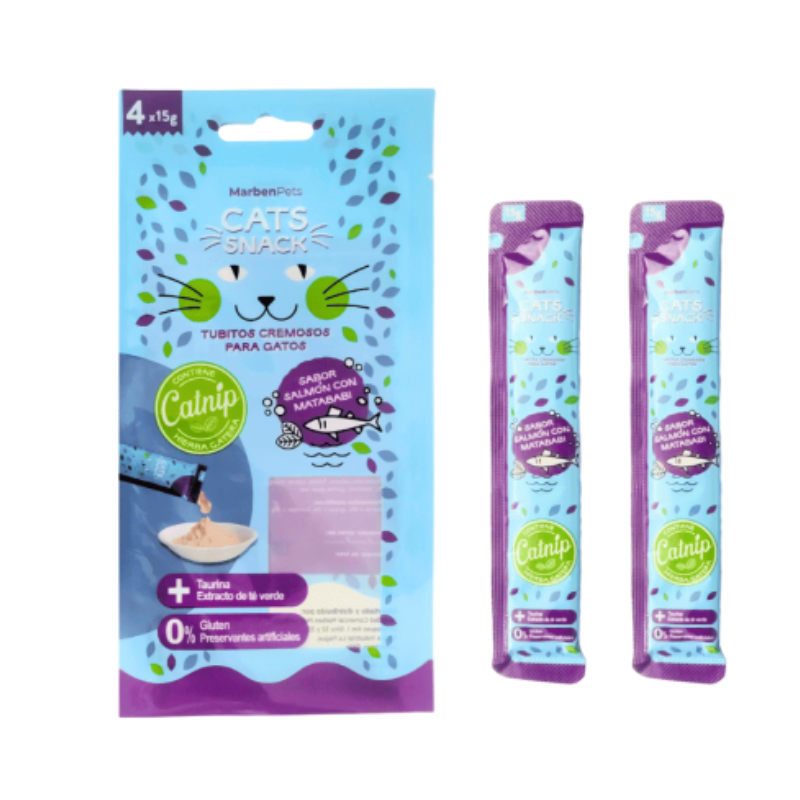 Cats Snack Cremoso Salmón Matatabi Con Catnip 60 Gr