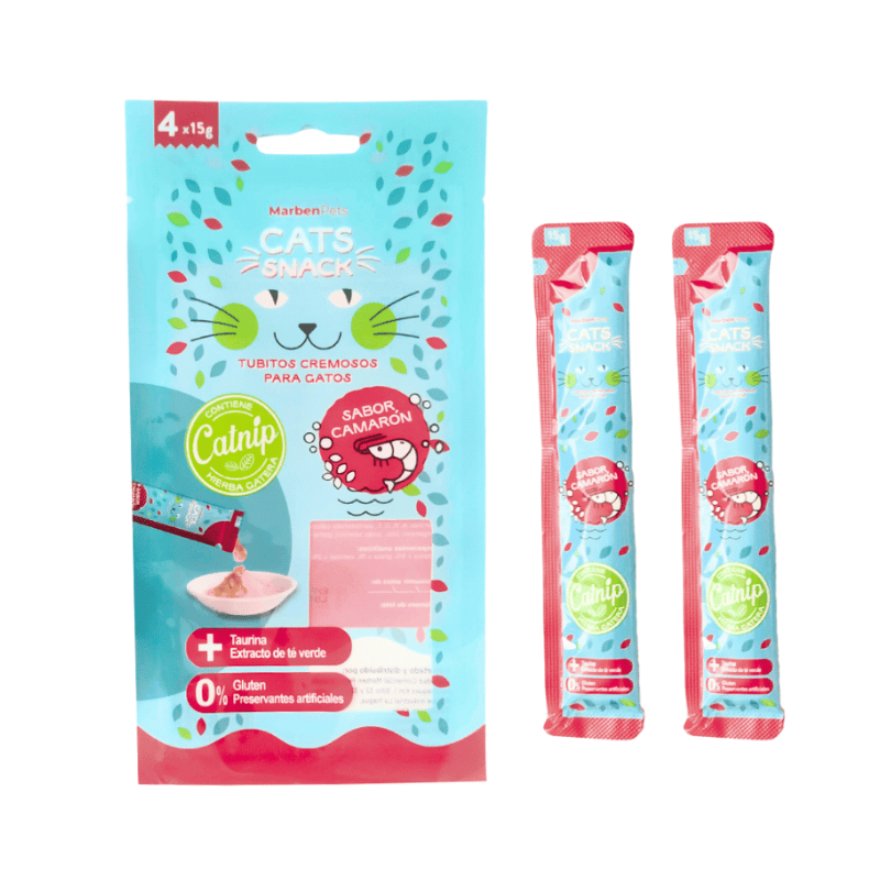 Cats Snack Cremoso Camarón Con Catnip 60 Gr