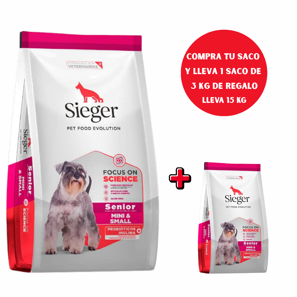 Sieger Senior +7 Mini 12 Kg + Saco 3 Kg Gratis