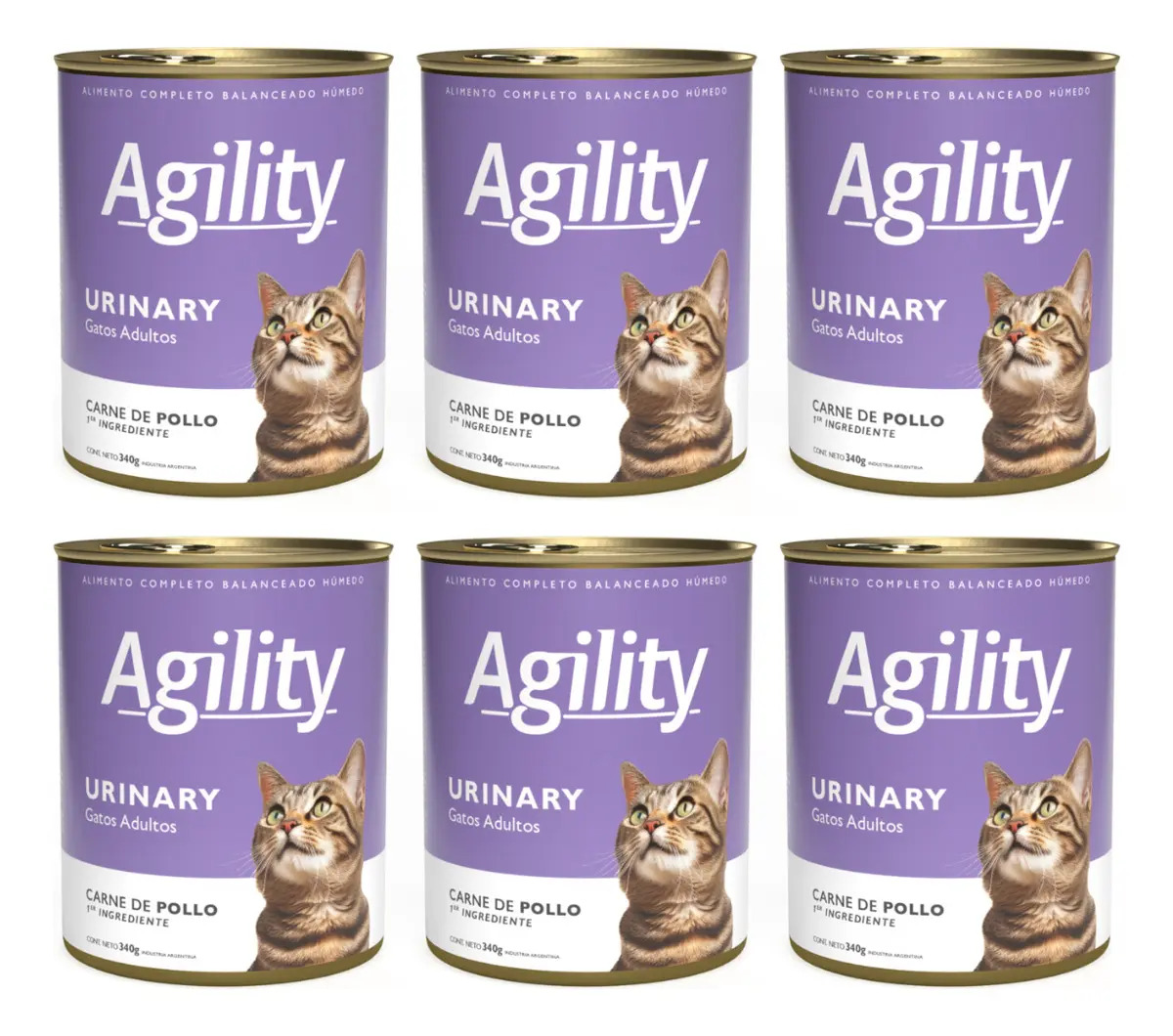 Pack 6 Latas Agilty Gato Urinary 340 Gr