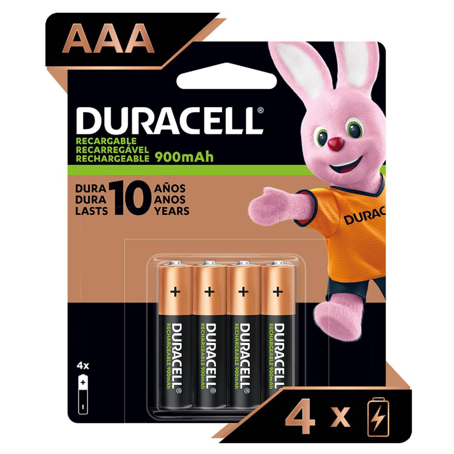 Pack 4 Pilas AAA Recargables Duracell 900mAh Por Mayor a Pedido