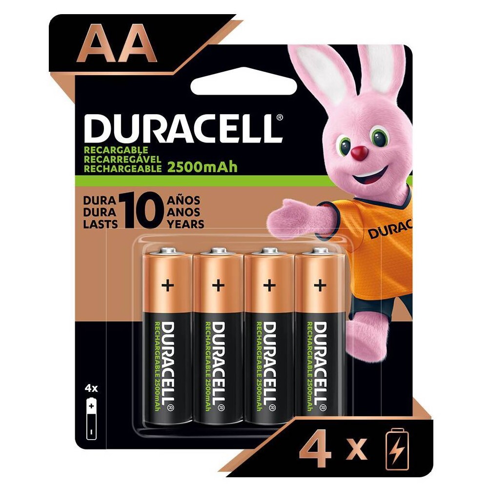 Pack 4 Pilas AA Recargables Duracell 2500mAh Por Mayor a Pedido