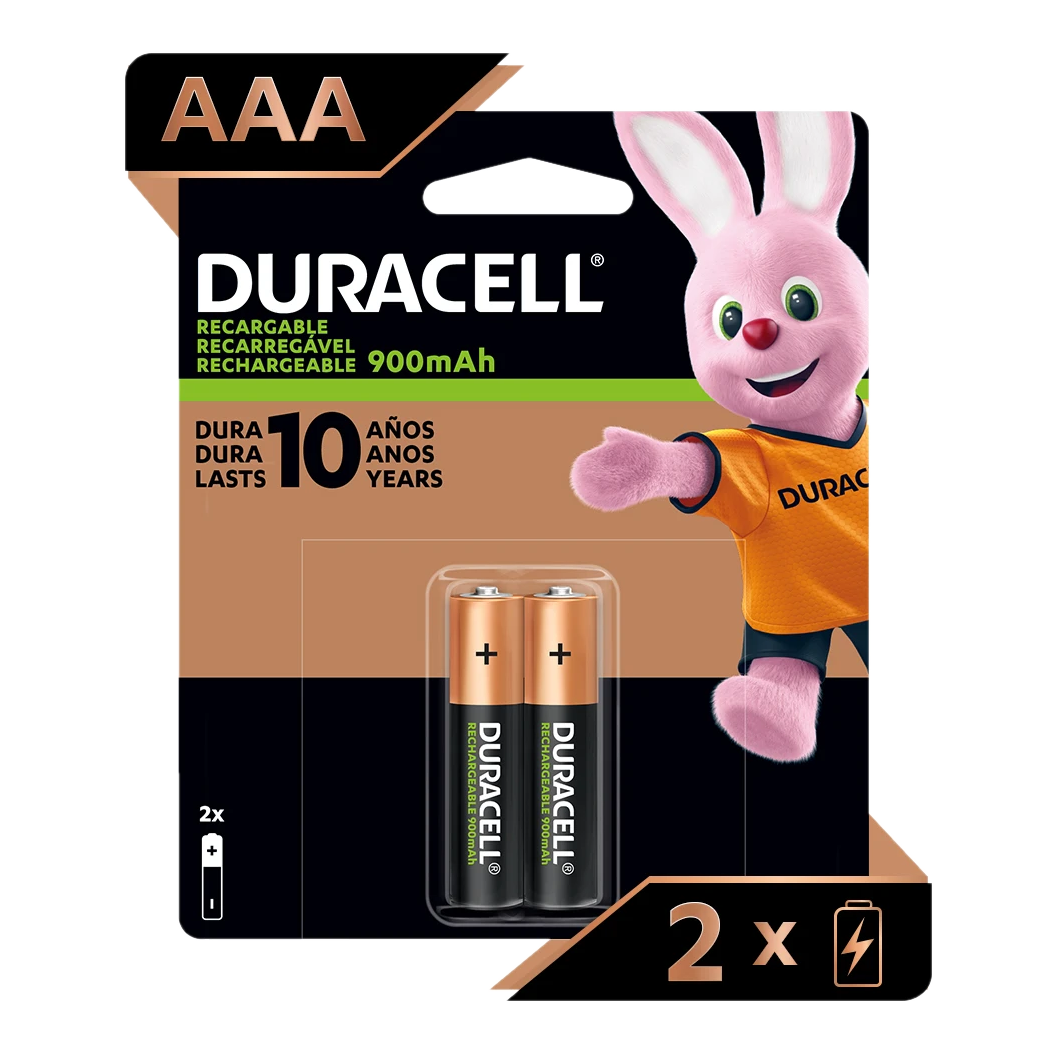 Pack 2 Pilas AAA Recargables Duracell 900mAh Por Mayor a Pedido