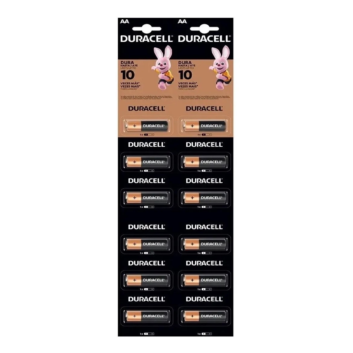 Pack 12 Pilas Duracell AA Alcalina Tira Por Mayor a Pedido