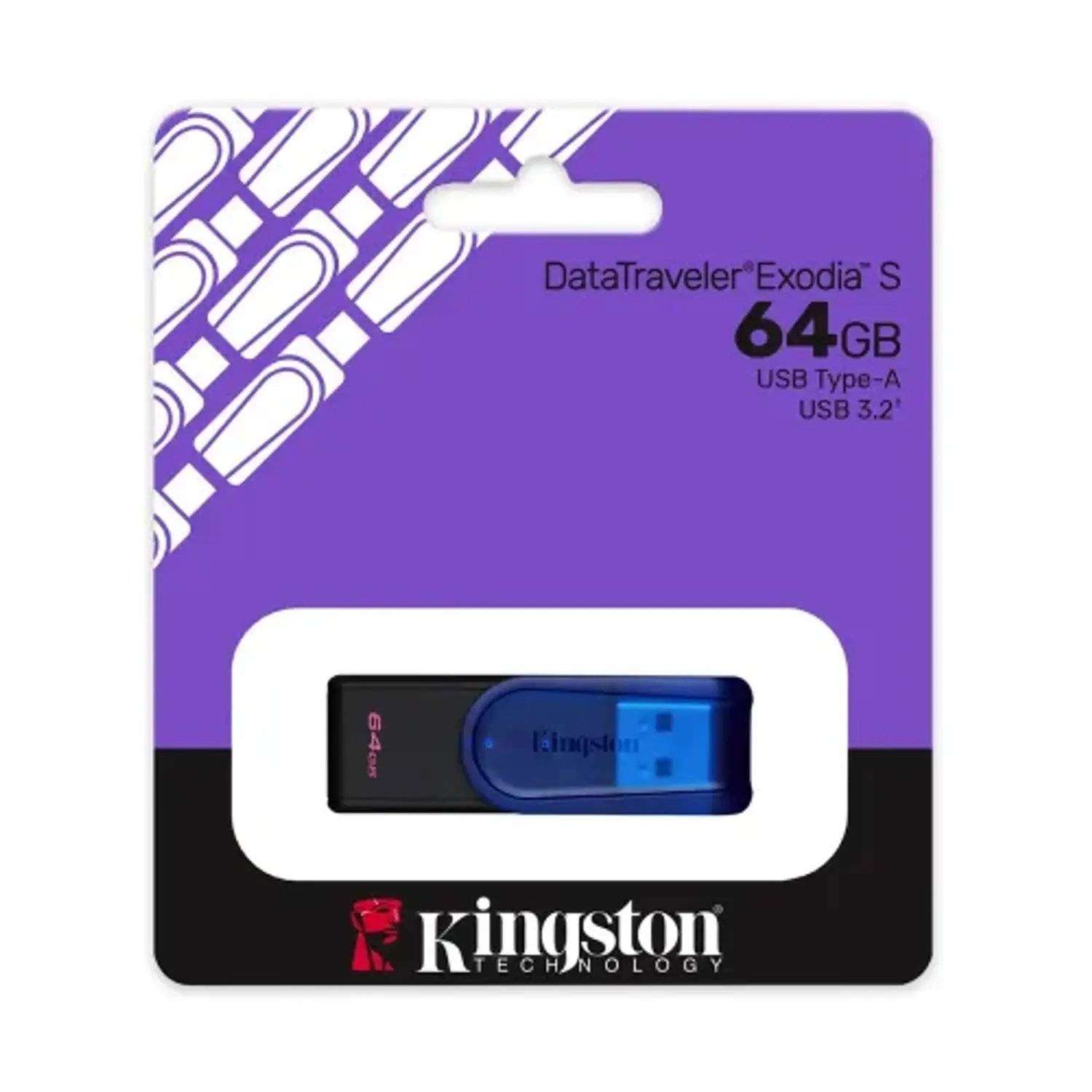Pendrive Kingston DataTraveler Exodia S 64 GB USB 3.2 Gen 1 Negro/azul