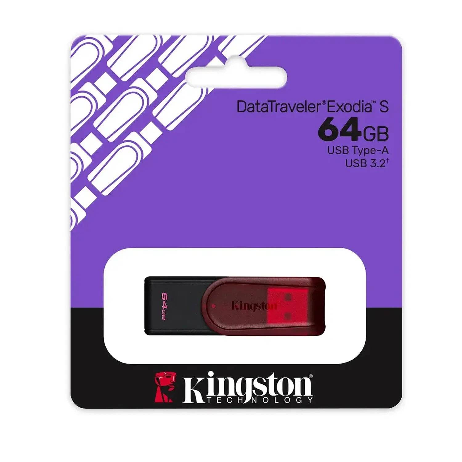 Pendrive Kingston DataTraveler Exodia S 64 GB USB 3.2 Gen 1 Negro/rojo