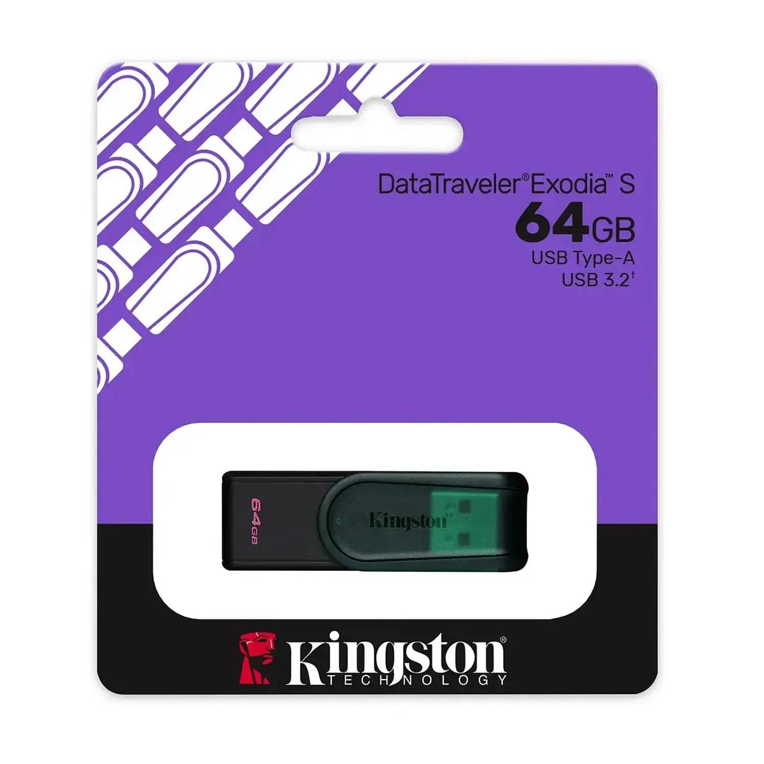 Pendrive Kingston DataTraveler Exodia S 64 GB USB 3.2 Gen 1 Negro/verde