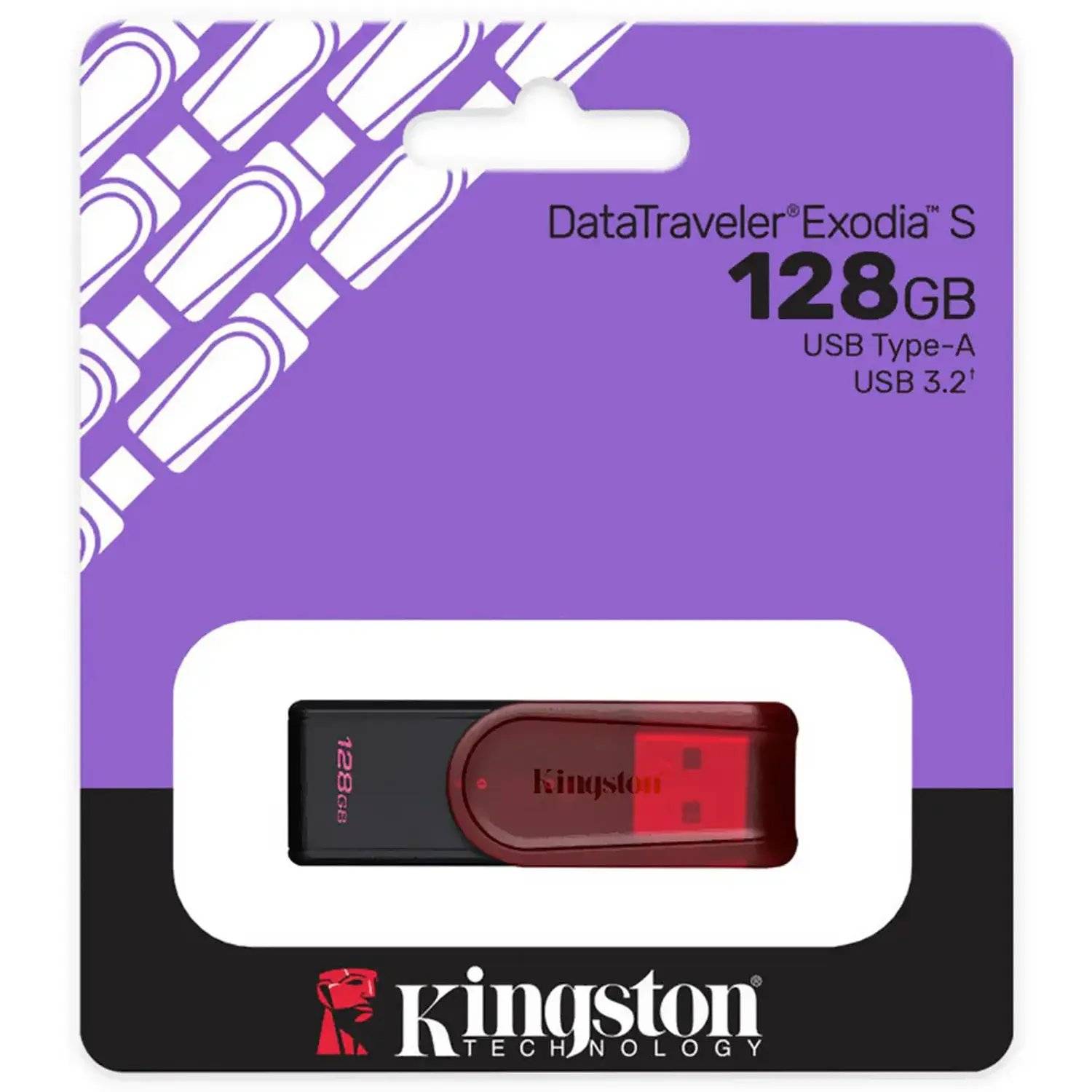 Pendrive Kingston DataTraveler Exodia S 128 GB USB 3.2 Gen 1 Negro/rojo
