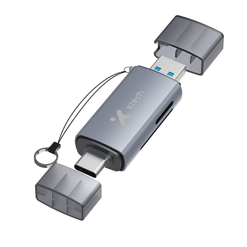 Lector de tarjetas Xtech XTC-581 USB-C y USB-A 3.0 SD microSD