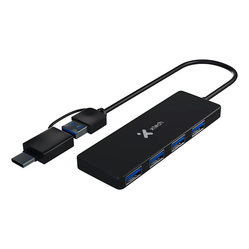 Hub Xtech XTC-390 USB-C y USB-A de 4 puertos USB 3.0