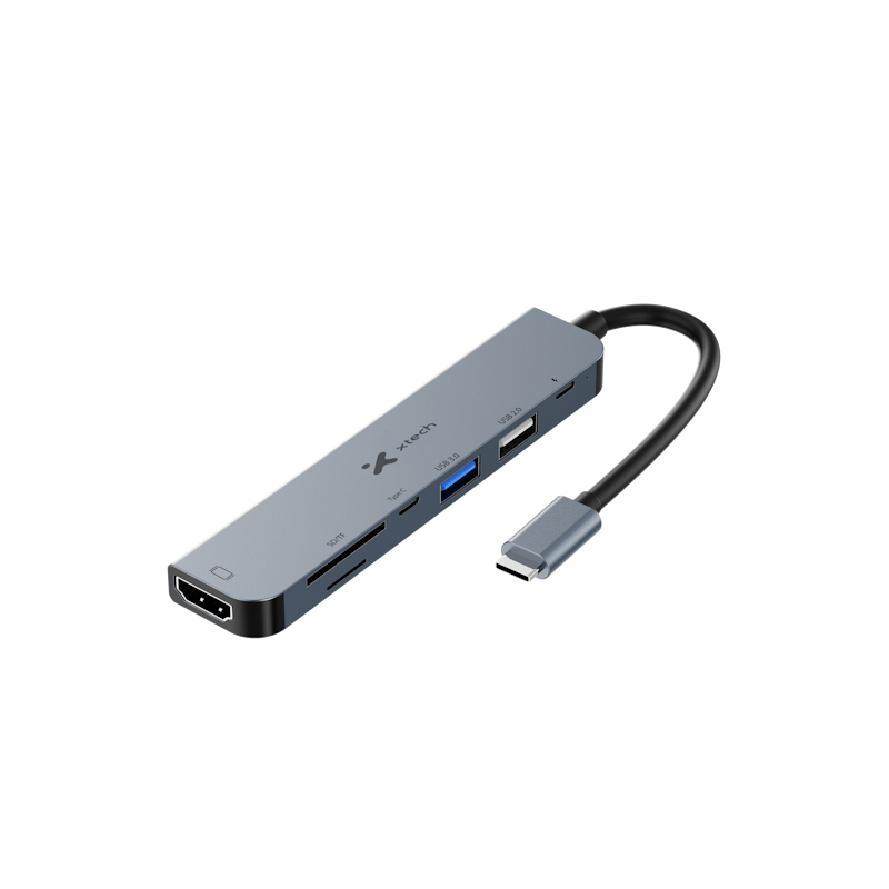 Hub USB-C Xtech XTC-571 7 en 1 HDMI 4K SD microSD PD 60 W