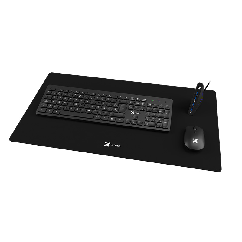 Kit Xtech XTK-320S teclado y mouse inalámbricos, mousepad XL y hub
