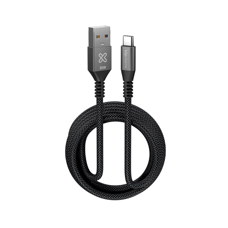 Cable USB-A a USB-C Klip Xtreme PowerGo 050 KAC-050-10FT 30 W 3 m negro