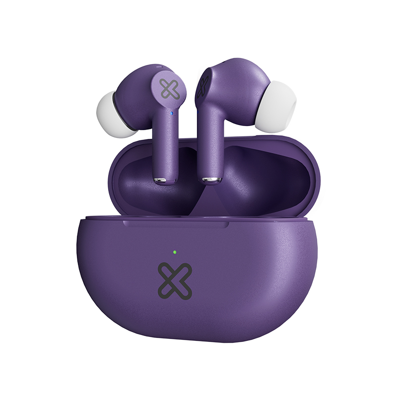 Audífonos TWS Klip Xtreme Buds-Fi KTE-015PR Bluetooth con 4 micrófonos ENC - Morado
