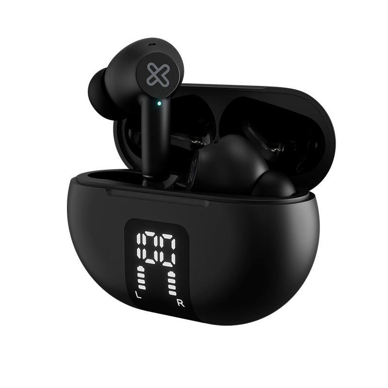 Audífonos TWS Klip Xtreme EdgeBuds KTE-755BK con ANC, ENC y estuche LED - Negro