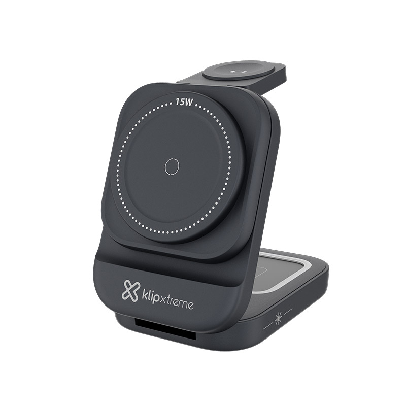 Cargador inalámbrico 3 en 1 Klip Xtreme PowerDesk Lite KDC-150 plegable 15 W negro