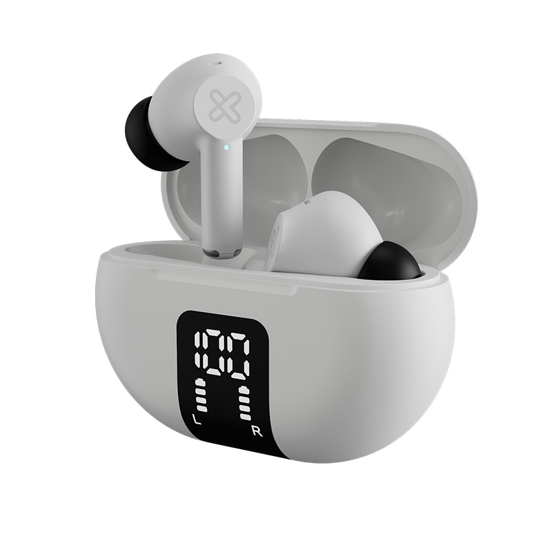 Audífonos TWS Klip Xtreme EdgeBuds KTE-755WH con ANC, ENC y estuche LED - Blanco