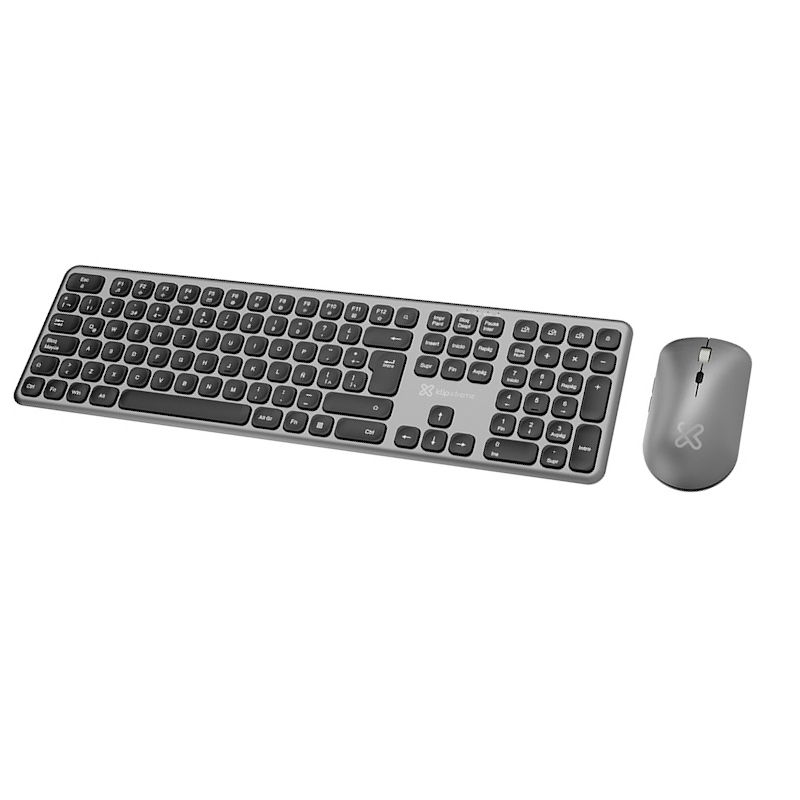 Combo teclado y mouse Bluetooth Klip Xtreme Linkey Duo KBK-850 recargable en español gris y plateado